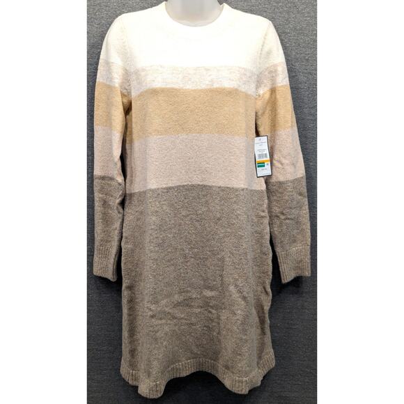 JESSICA HOWARD Sweater Dress - Beige Striped, Missy, Long Sleeve, Small, NWT - Picture 1 of 6